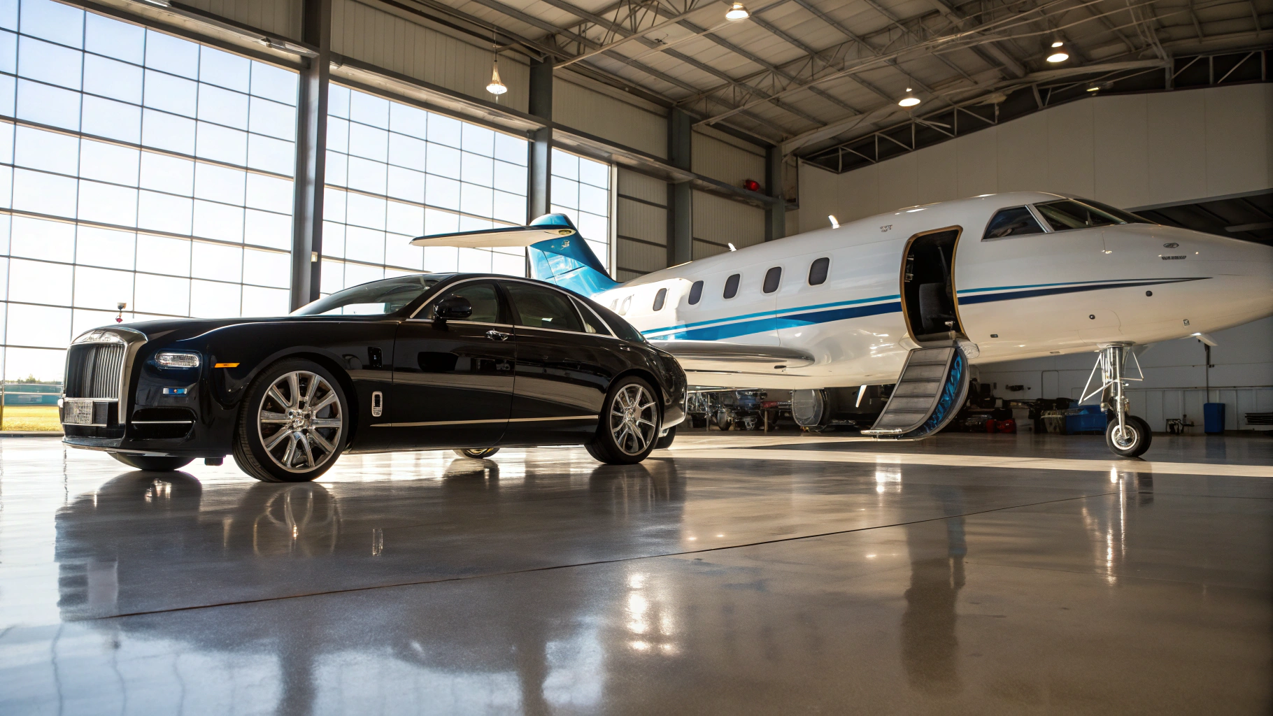 Luxury executive SUV fleet specifications - Lincoln Navigator L exterior at private terminal