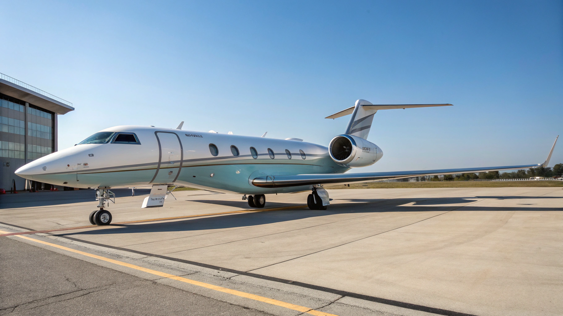 Private jet and black SUV side-by-side at Long Beach private aviation ramp